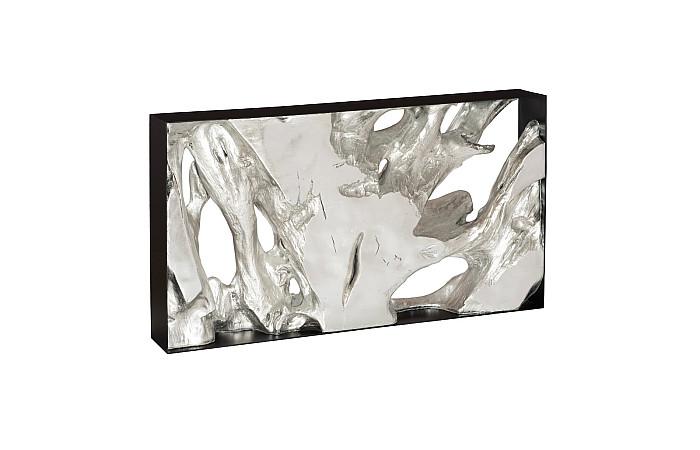 Cast Root Metal Framed Console Table, Resin, Silver Leaf, SM